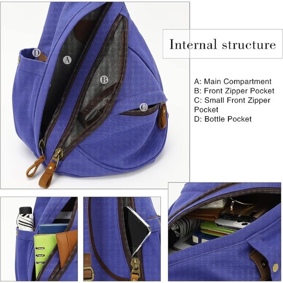 Women Small Casual Canvas Sling Crossbody Shoulder Backpack